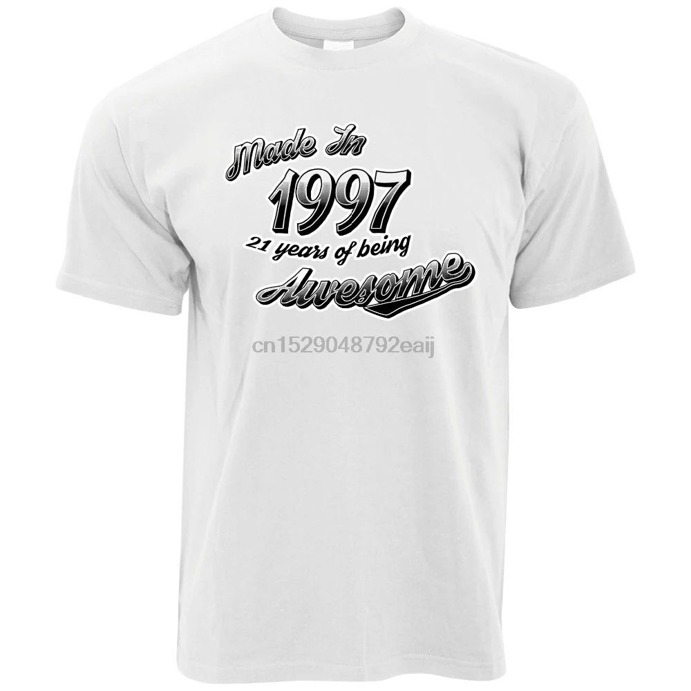 2019 Summer New Design Cotton Tee Shirt Designing 21st Birthday Mens T-Shirt Made In 1997 21 Years of Being Awesome Year | Мужская