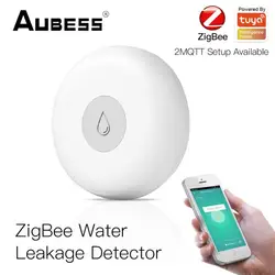 Aubess – détecteur de fuite d'eau Tuya ZigBee, capteur d'inondation, alarme de fuite pour la maison, capteur de trempage de sécurité à distance avec Hub Zigbee 