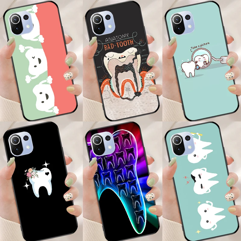 Anatomy Dental Crowned Tooth Crown Case For Xiaomi Poco F3 X3 Nfc F1 F2 M3 M4 Pro Coque For Mi 11T Pro Mi 11 Lite 9 10 Lite