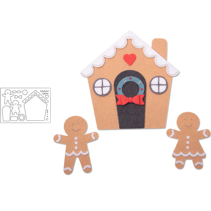 

Popular Lovely Gingerbread House Cute People Metal Cutting Dies Scrapbooking Album Paper DIY Card Crafts Embossing Dies New 2019