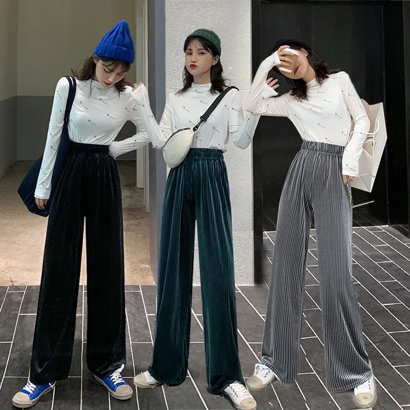 

6235 Pendant Sense Pleated Loose Pants Women's 2019 Autumn New Style Lace-up Elastic Waist Loose-Fit Show Skinny Long Pants