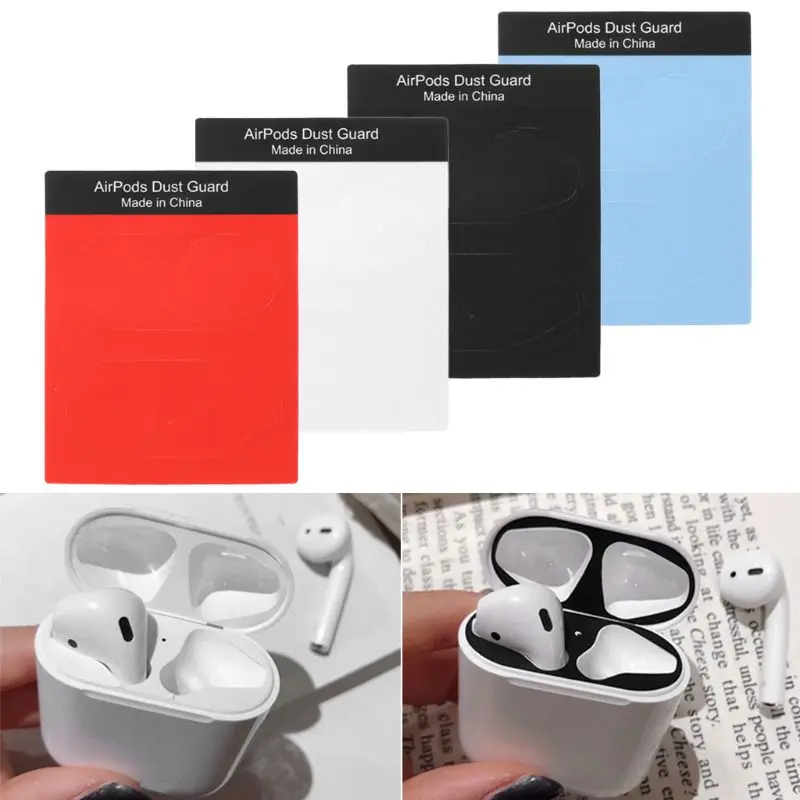 

1 Pair Dust Guard Protective Sticker Earphone Case Shell Skin Dust-proof for Airpods Charging Box 634A