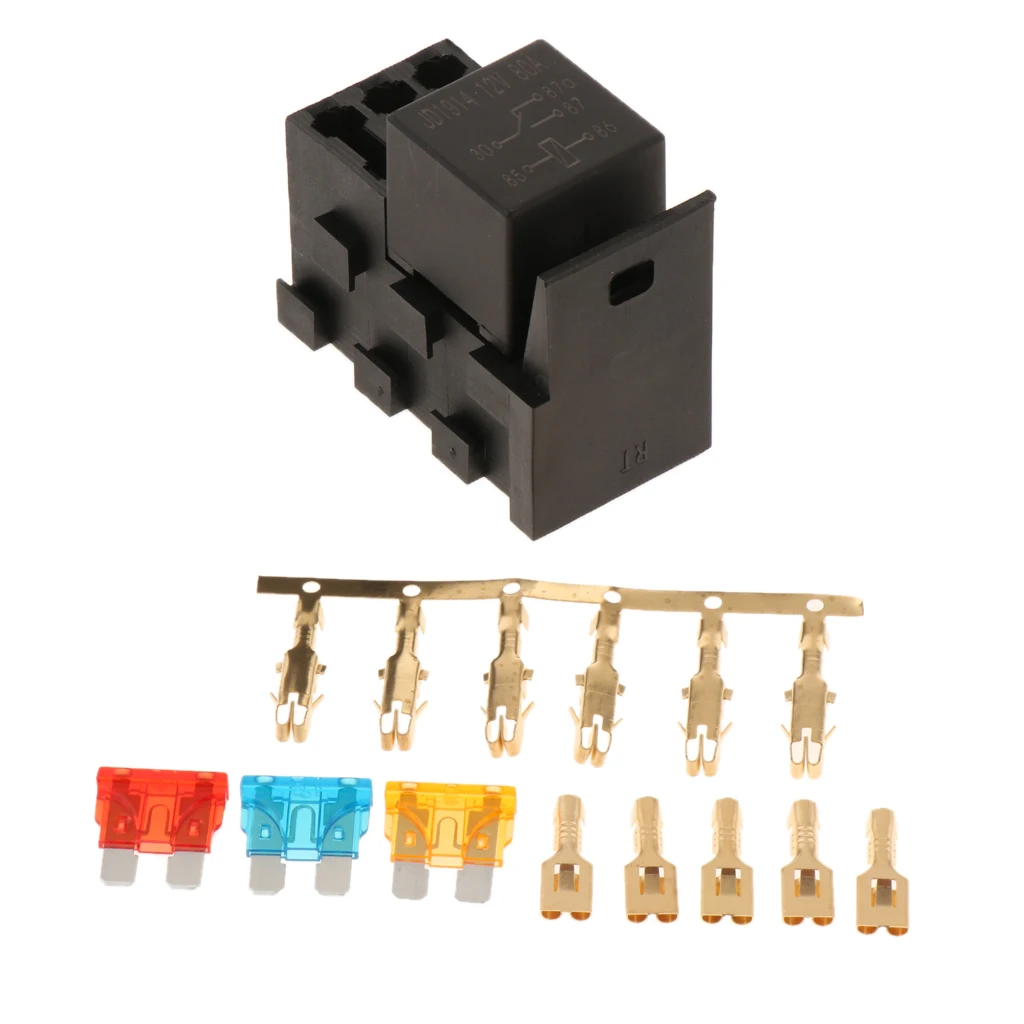 Automotive 3 Way Fuse  Box + 1 Relay Socket For Truck/SUV/Trailer/RV