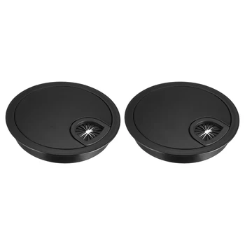 

uxcell Cable Hole Cover, 3-1/8" Zinc Alloy Desk Grommet for Wire Organizer, 2 Pcs (Black)
