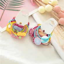 Трехъядерный корейский стиль Девочки Детская резинка для волос висячая карта Набор Лето фрукты дети головная повязка аксессуары для волос