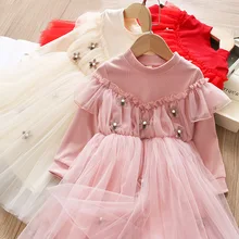 Весеннее платье с объемным цветком для девочек пышное платье принцессы