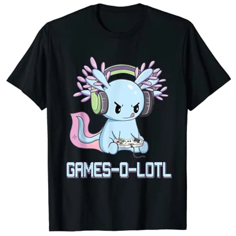 Gamesolotl Axolotl Video Gamer Kawaii Pastel Goth аниме футболка смешные Графические футболки топы |