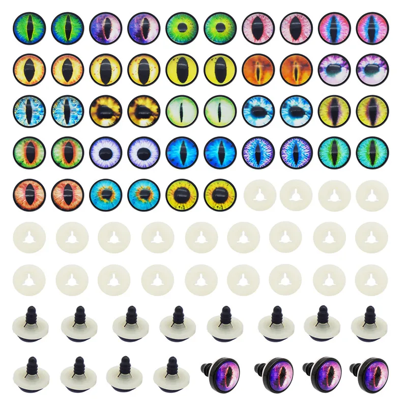 

10 Pairs Glass Animal Dragon Lizard Cat Safety Eyes Plastic Buttons With Washer For Toy Puppet Plush Craft Doll Making Accessory