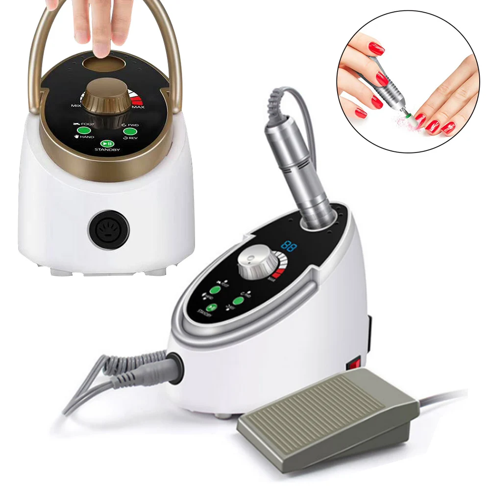 

35000 RPM Electric Nail Drill Bits Set 65W Nail Art Machine Tools for Manicure Milling Cutter Nail Sanding File Gel Remover