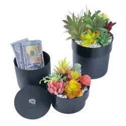 Coffre fort, boîte à verrou, boîte de rangement pour bijoux et autres objets de valeur, cache plante Secret, grand pot de fleurs d'argent 