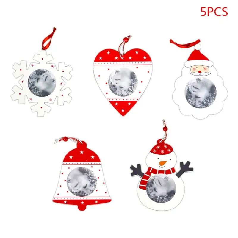 

5pcs/set Innovative Christmas Decorations Hanging Wooden Picture Photo Frame DIY Pendant Xmas Ornaments christmas decor