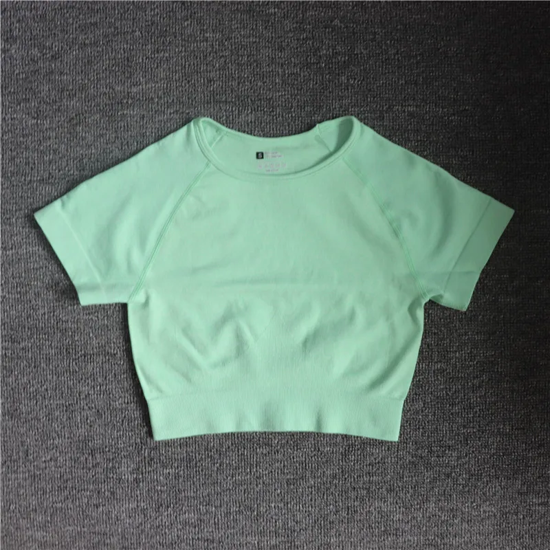 Yoga Top Sports T Shirt Yoga Shirt Sports Shirt Yoga Shirts Short Sleeve Solid Color Vital Seamless Women Fitness Crop Top Workout Tops Gym Clothes Sportswear Running T-shirts