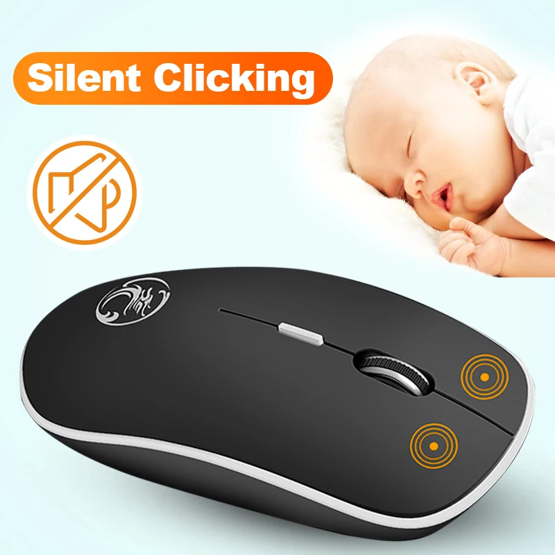 Ratón inalámbrico silencioso para PC y portátil, Mouse ergonómico óptico silencioso, USB, silencioso - Imagen 2