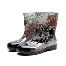 Новая стильная модная противоскользящая Водонепроницаемая камуфляжная обувь для дождливой погоды пластиковая обувь мужские резиновые сапоги обувь для дождливой погоды