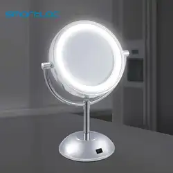 Smartloc 2 Железный светодиодный светильник для лица, подставка для ванной комнаты, круглое зеркало для макияжа, 5X Увеличительное Зеркало для