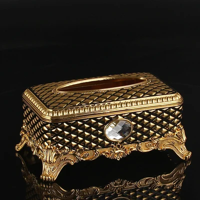 Tissue-Gold Black Европейский алюминиевый сплав коробка для салфеток фруктовый поднос пепельница зубочистка микрофонная полка для закусок тарелка набор KTV украшение стола - Цвет: Tissue-Gold Black