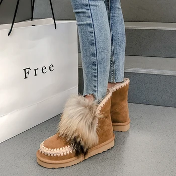 

Winter Snow Boots for Women Flats Round Toe Suede Flat Short Boots for Women Slip on Rubber Ankle Boots for Women Martin Boots