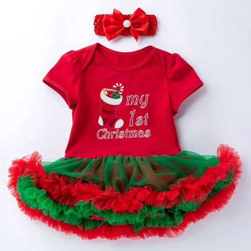 Hylidge/4 шт./компл., рождественские платья для маленьких девочек рождественское платье для маленьких девочек 0-2 лет, хлопковый комбинезон с длинными рукавами, Сетчатое платье - Цвет: NJ1673-6