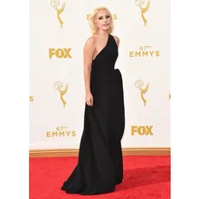Элегантные женские платья Gaga Red Carpet 67th Emmy Awards А-силуэт сексуальные черные вечерние шифоновые платья с рюшами на одно плечо платья знаменитостей