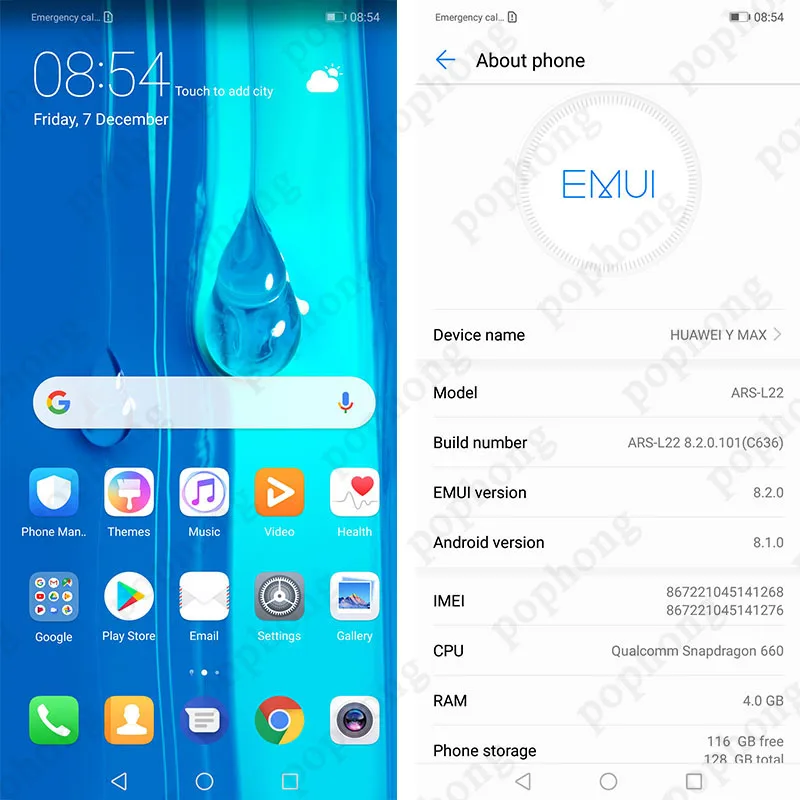 Мобильный телефон huawei Enjoy Max Y max с глобальной ПЗУ 7 12 дюймов 4 Гб 128 ГБ Восьмиядерный