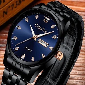 

2020 Brand Fashion Men's Watch Analog Quartz Watch 50M Waterproof Steel Strap Watch Sports Date Leather Strap Watch Men's Watch