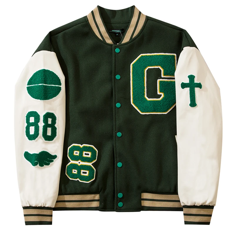 American Varsity Jacket Coat Men Women Hip Hop Unisex Harajuku