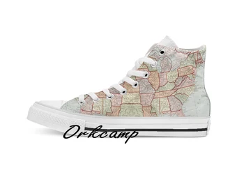 

Vintage Map of The United States 1887 Custom Casual High Top lace-up Canvas shoes sneakers Drop shipping