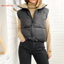 

Vintage Warm Sleeveless Waistcoat Female 2022 Fall Winter Women Fashion Double-Sided Vest Coat Casual Short Outwear Tops Parkas