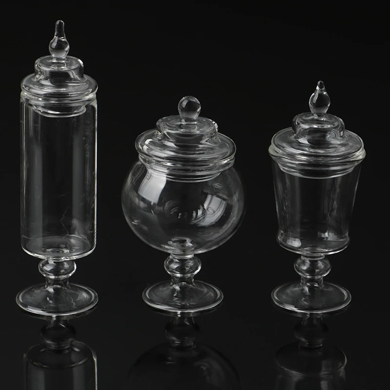 Dollhouse Miniature Bottle Pretend Toy Glass Candy-Jar Kitchen-Decor Simulation-Candy