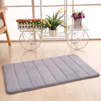 

1pc Home Coral Fleece Bathroom Mat Non-slip Memory Foam Rug Soft Floor Carpet Super Absorbent Washable 40 x 60cm