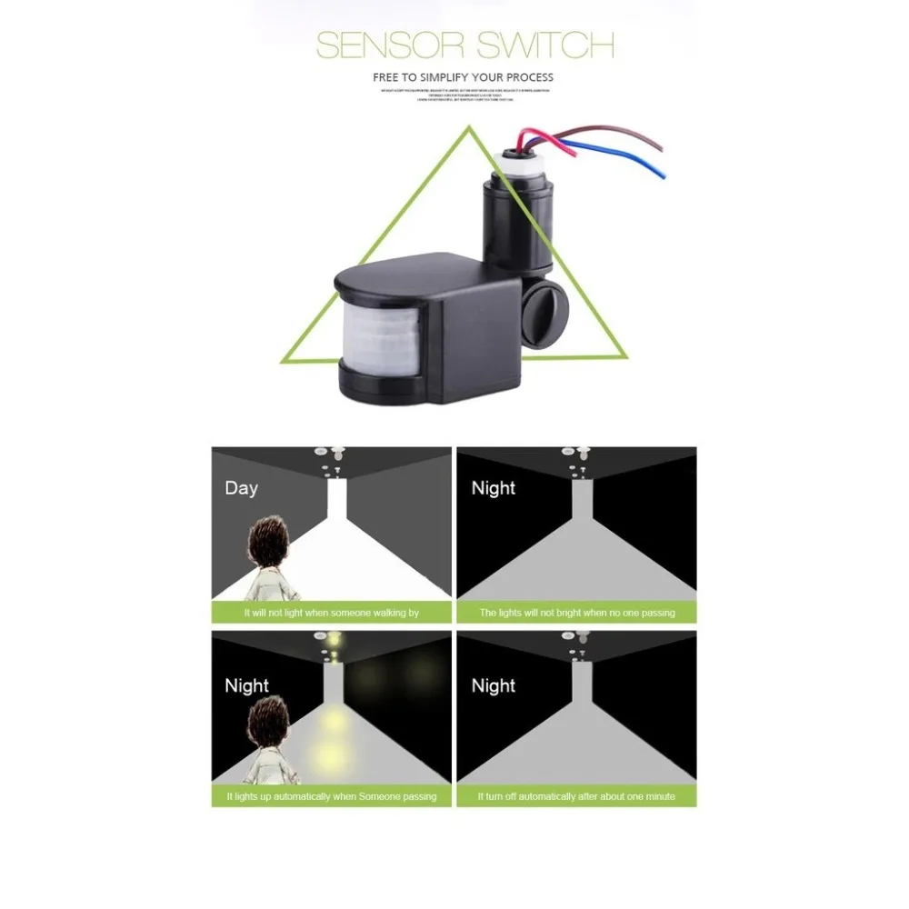180 Degree 12M Automatic Adjustable Security Infrared Motion Sensor Switch 220V PIR Detector Wall Mount indoor Light Lamp (1)