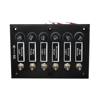 

6 Gang DC 12V/24V Fused ON/OFF Toggle Switch Panel for Marine Boat Caravan RV with 6 Screws Car Accessories