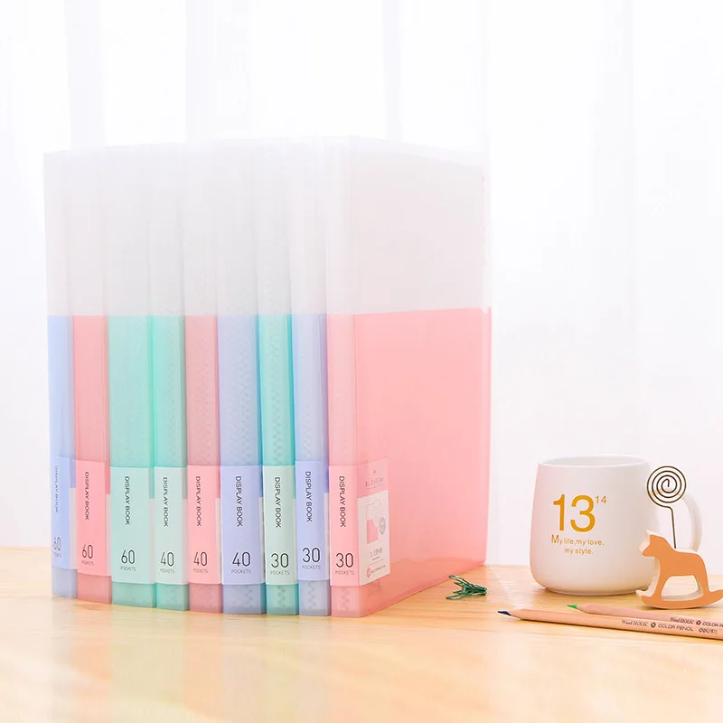 

Deli Info Booklet 30 Page Translucent Pocket Series Storage Paper Clip Loose-leaf Folder Portable A4