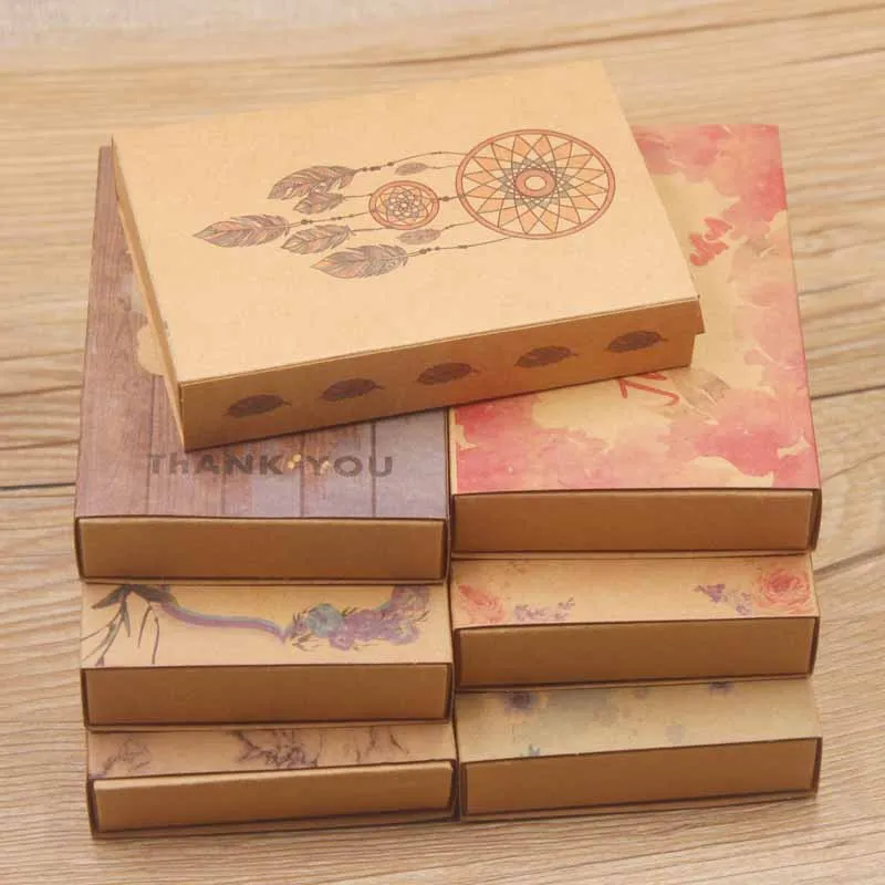 

New arrival Kraft gifts display box paper Dreamcatcher/Marbel necklace/earring set display box Diy Thank you ring/bracelet box