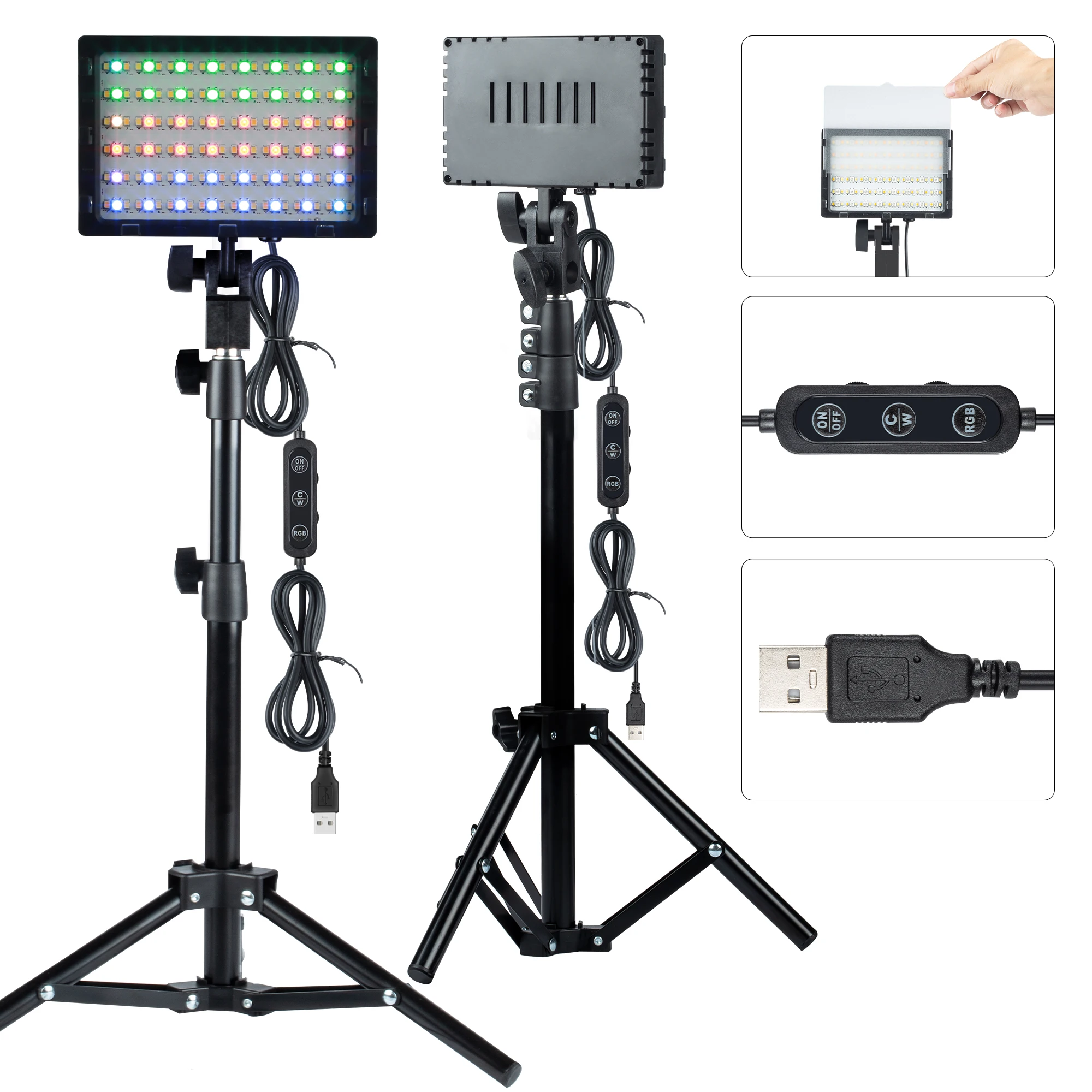 Viltrox 2 Packs Portable RGB Video Lighting Kit USB LED Video Light Tabletop Light Kit with