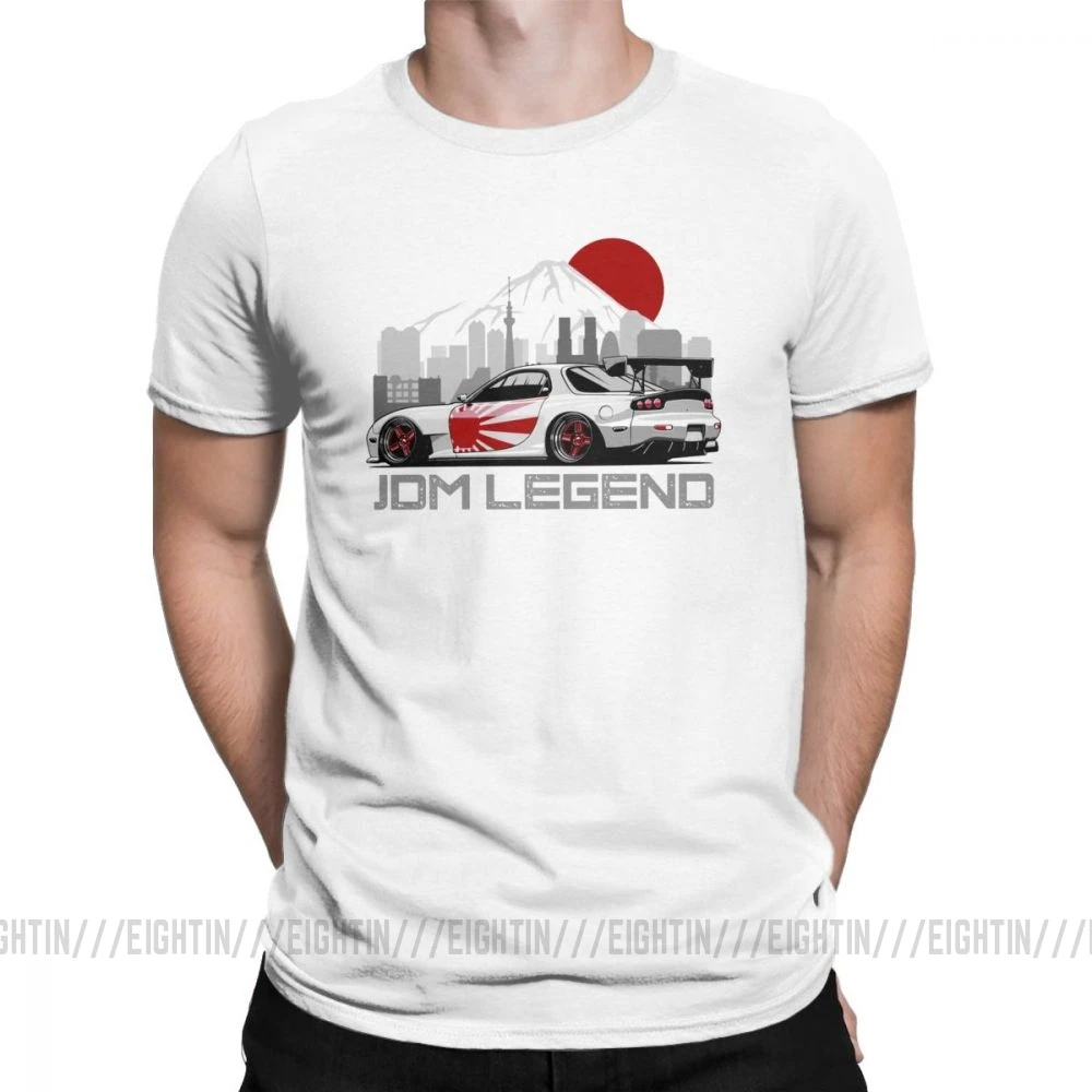 Мужские футболки RX7 JDM, футболки с японским автомобилем и двигателем, Уникальные футболки с круглым вырезом и короткими рукавами, топы из очищенного хлопка - Цвет: Белый