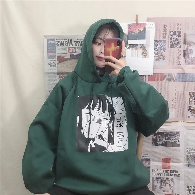 Женская уличная толстовка с капюшоном Sudadera Mujer свободная флисовая кофта принтом