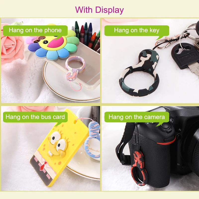 Милый Камуфляжный шнурок миниатюрный короткий ремешок на палец для телефона