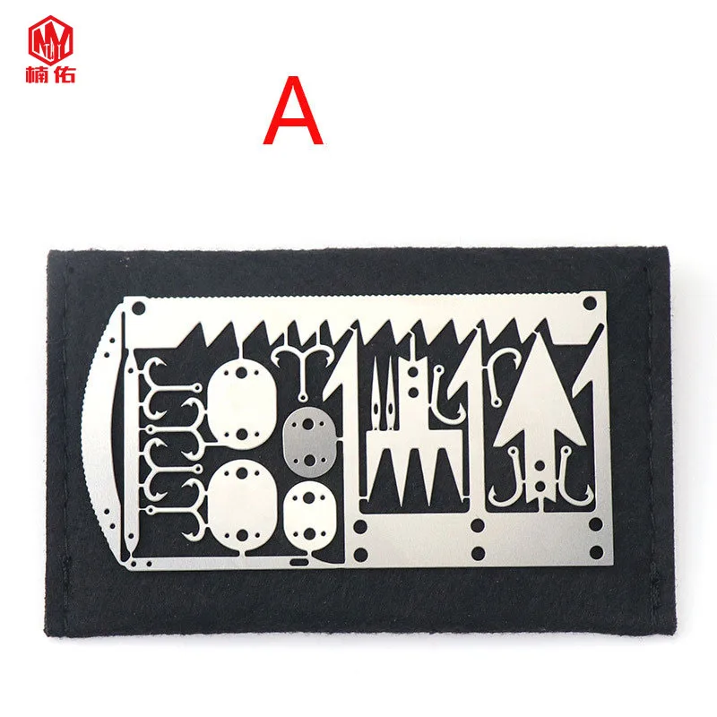 1PC Outdoor EDC Stainless Steel Fishing Hook Card Portable Fishing Hunting Multifunction Tool Card EDC Camping Survival Multi Function Tool Tool Card
