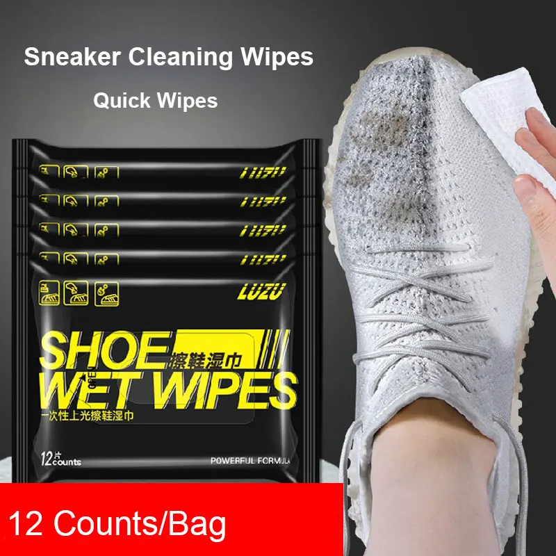 12pc Disposable Shoe Wipes White Shoe Artifact Cleaning Tools Care