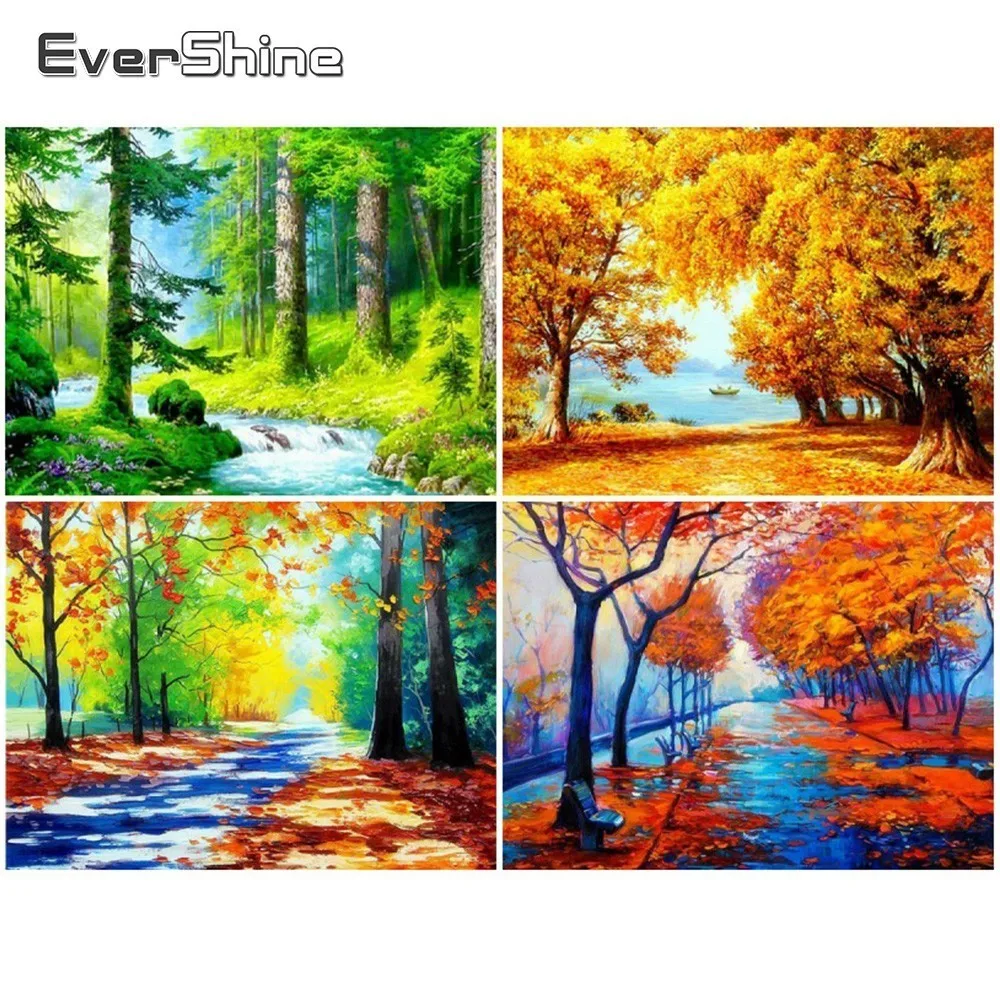 EverShine 5D DIY Diamond Painting Full Drill Square Scenery Embroidery Tree Landscape Picture Of Rhinestones Home Decor | Дом и сад