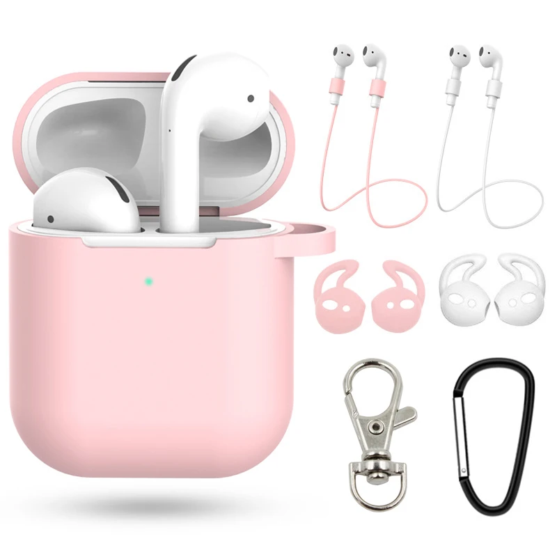 Симпатичный подарок, 7 шт. набор, силиконовый чехол s для Airpods 2nd, защитный чехол для наушников, чехол для Apple airpods2, ударопрочные аксессуары - Цвет: Pink Set