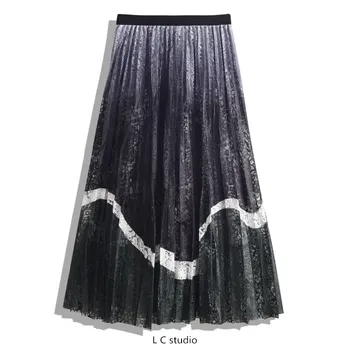 

2020 New Fashion Women Lace Skirts Patchwork Summer Skirts Women Spring Long Skirt #9137