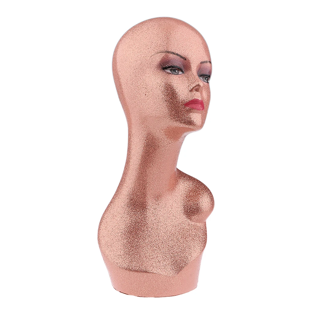 Glitter Mannequin PVC Manikin Head Realistic Mannequin Head Bust Wig Head Stand for Wigs Jewelry Display Making Styling