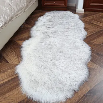 

Indoor Modern Silky Fur Rugs Super Soft Sheepskin Rug Bedroom Floor Mat Children Carpet Baby Nursery Rug