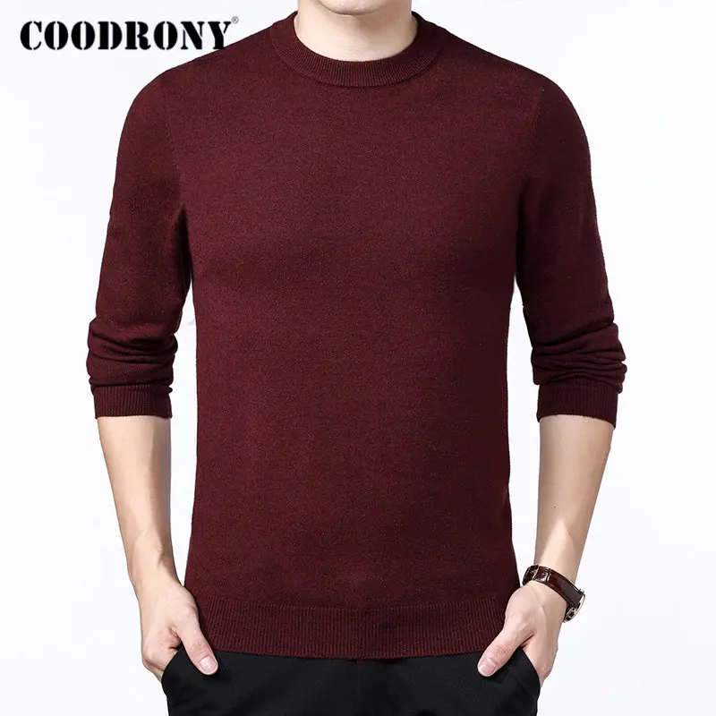 Бренд COODRONY, мужской свитер, Осень-зима, толстый, теплый, Pull Homme, Классический Повседневный пуловер с круглым вырезом, мужской кашемировый шерстяной трикотаж 91109