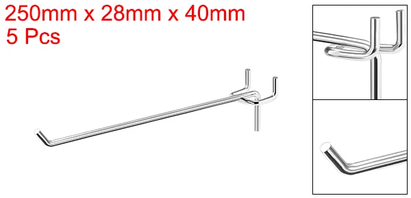 Uxcell 5 шт. или 10 шт. или 20 шт. железная сетка настенная Brack Серебряный тон крючки для настенных панелей PEG полки из досок Органайзер ассортимент части - Цвет: 25cm5Pcs