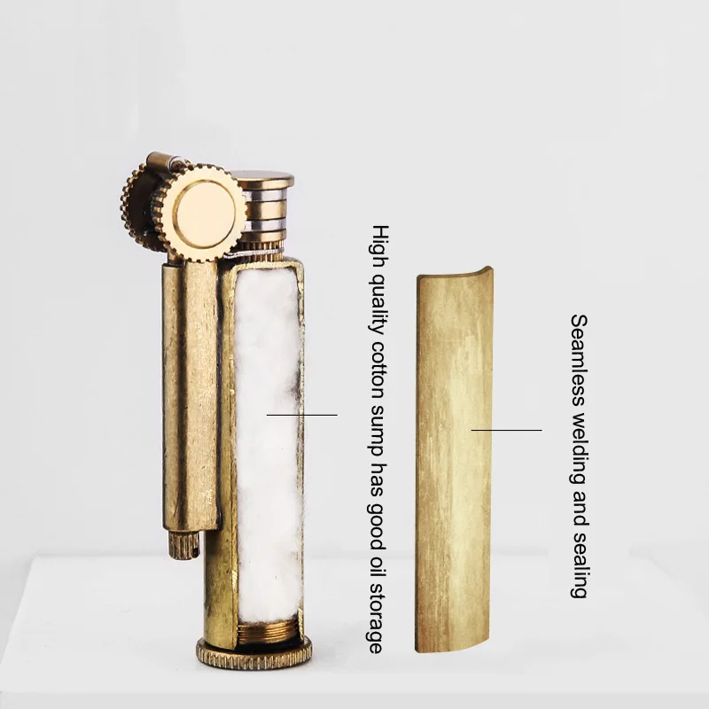 Kerosene Brass Lighter Retro Windproof Oil Lighter Portable Metal Cigarette Lighter Smoking Accessories Gadgets for Men