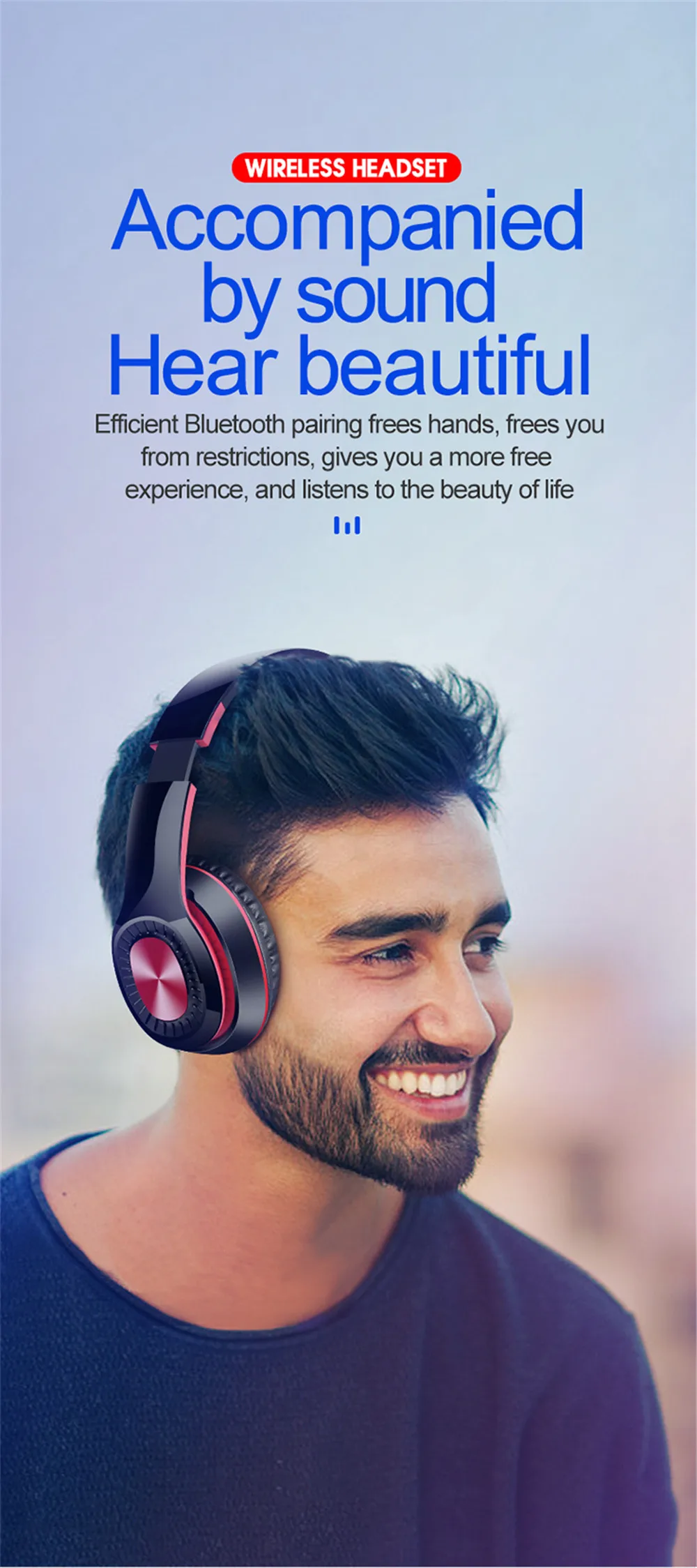 Наушники Bundwin HIFI Bluetooth 5,0 беспроводная гарнитура аудио Mp3 складные наушники шумоподавление с микрофоном Поддержка TF карты