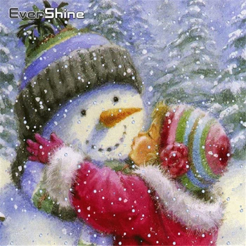 

EverShine Diamond Embroidery Snowman Cartoon Cross Stitch Full Square Drill Diamond Painting Scenery Winter Diamond Mosaic Kit